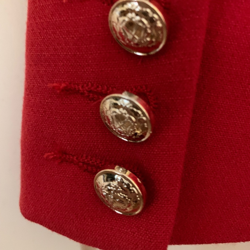 Long Red Gold Button Blazer - Picture 6 of 15